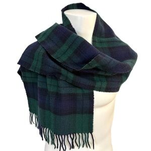Fine Merinos Green & Navy Tartan Wool Blend Scarf – 🇫🇷 Made in France
